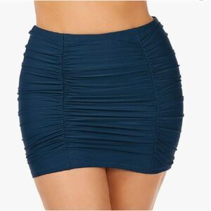 Raisins Curve Plus Size Juniors' Ruched Costa High-Waist Swim Skirt Green, 18w